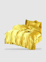 Parure de lit en soie 180x220 - Jaune
