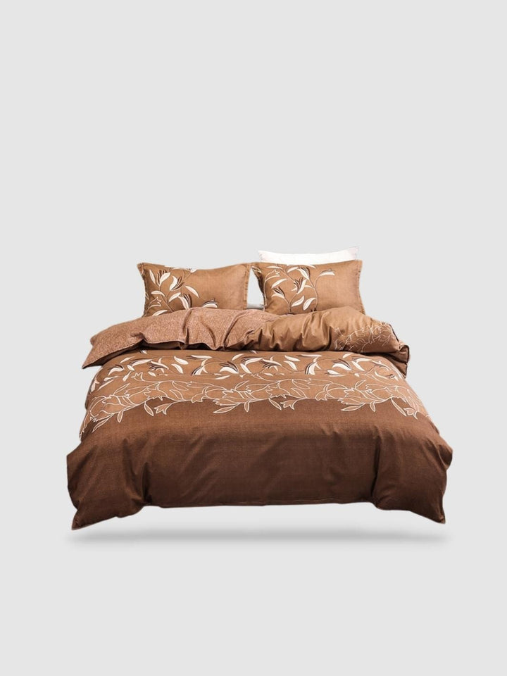 parure de lit motif Floral 160x220 - Marron