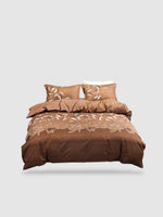 parure de lit motif floral 135x200 - Marron
