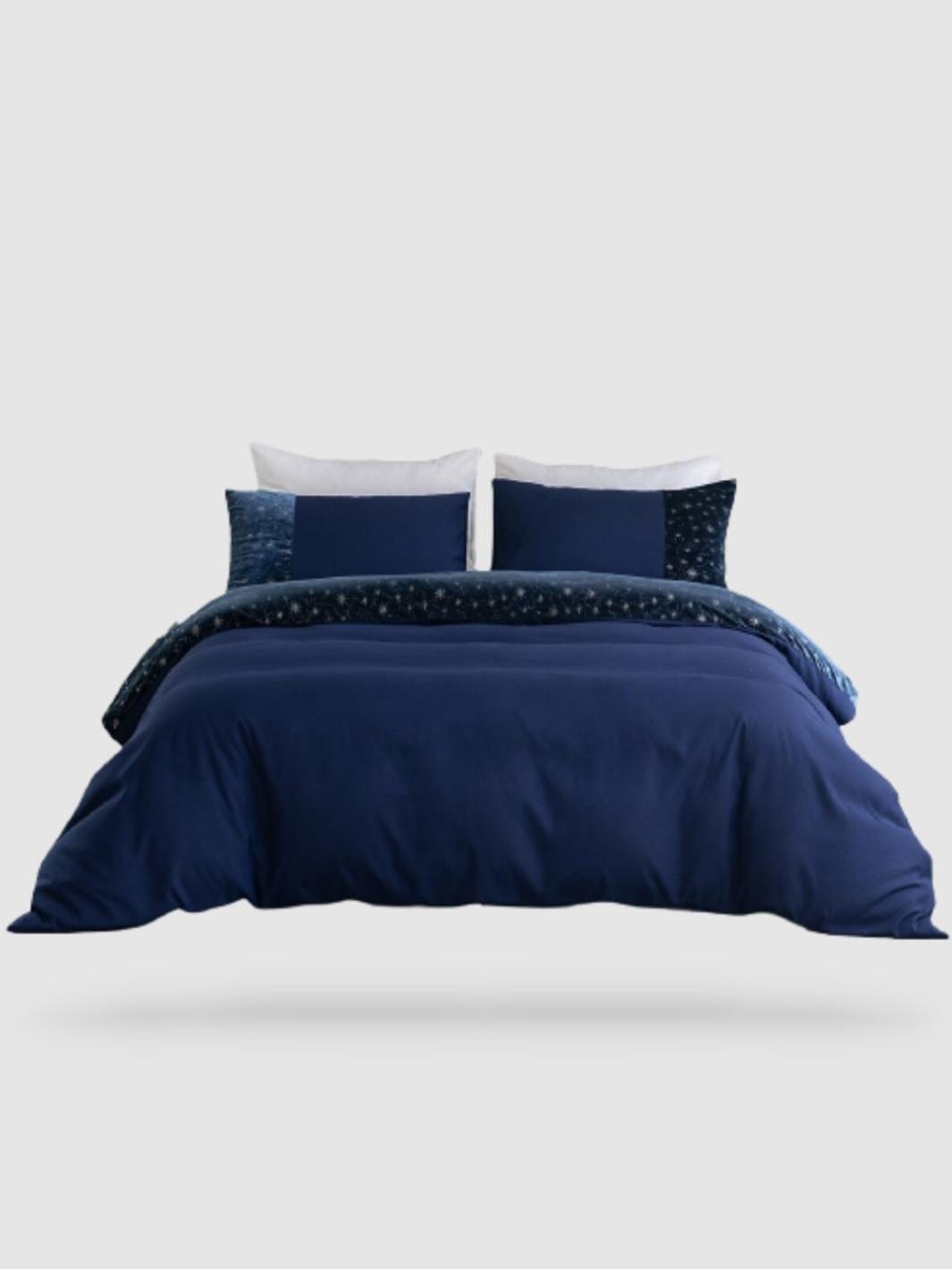 parure de lit patchwork 200x200 - Bleu