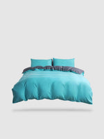 parure de lit uni 135x200 - Turquoise/gris