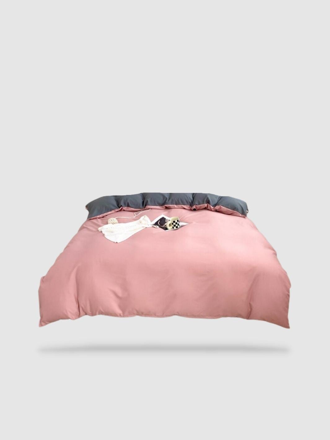 housse de couette tibétaine 200x200 - Rose pastel/gris