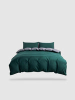 parure de lit uni 220x240 - Vert/gris